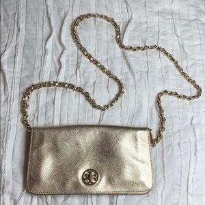 Tory Burch Metallic Gold Crossbody Purse